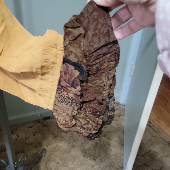 #116 NWT Young Threads Camel Earthy Boho Patchwork Tiered Top Woman Size L - Picture 5 of 16